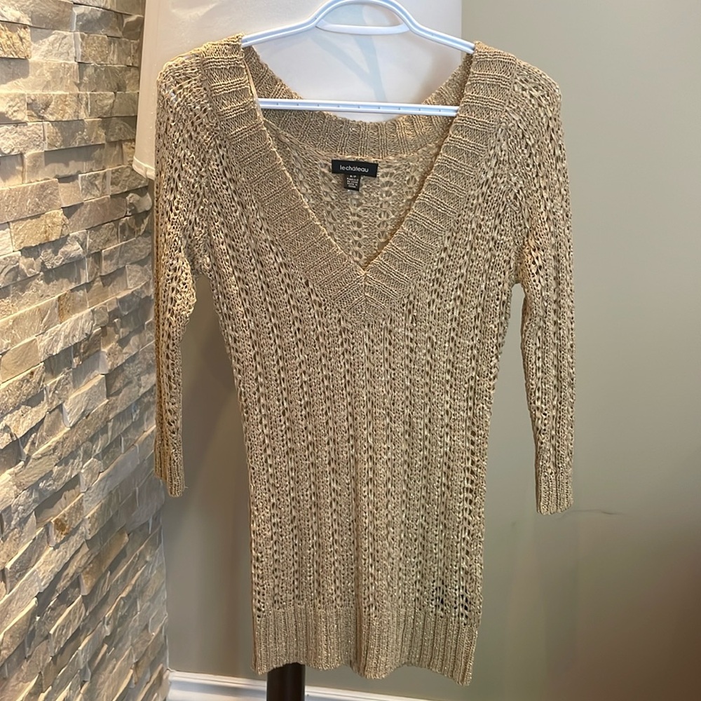 Le Chateau Gold Sparkle Knit Sweater
